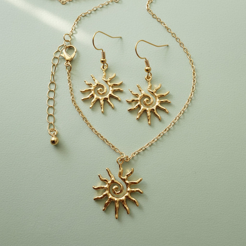 Schmuckset Sonne goldfarben
