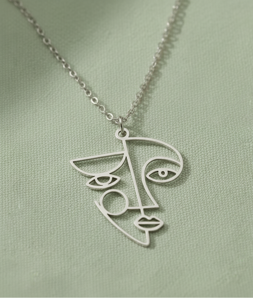 Abstraktes Gesicht Kette silber oder gold