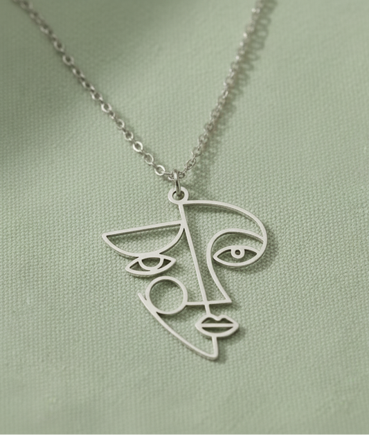 Abstraktes Gesicht Kette silber oder gold