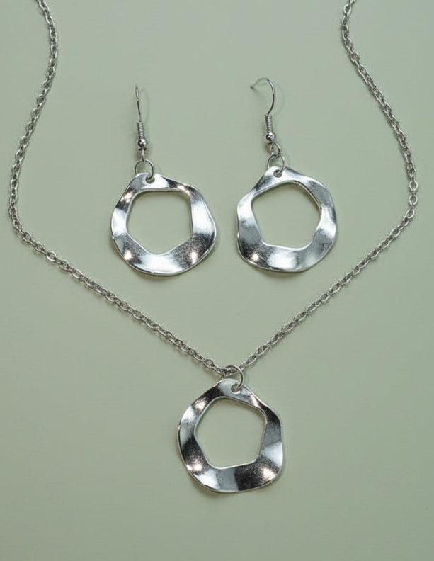 Schmuckset Open Circle silberfarben minimalistisch