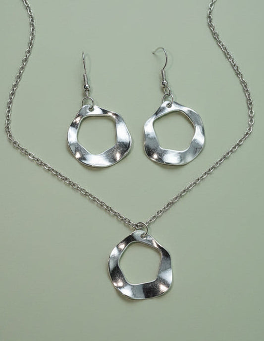 Schmuckset Open Circle silberfarben minimalistisch
