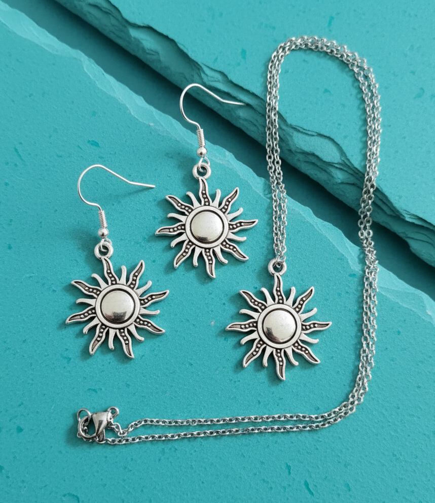 Schmuckset Sonne Strahlen silberfarben