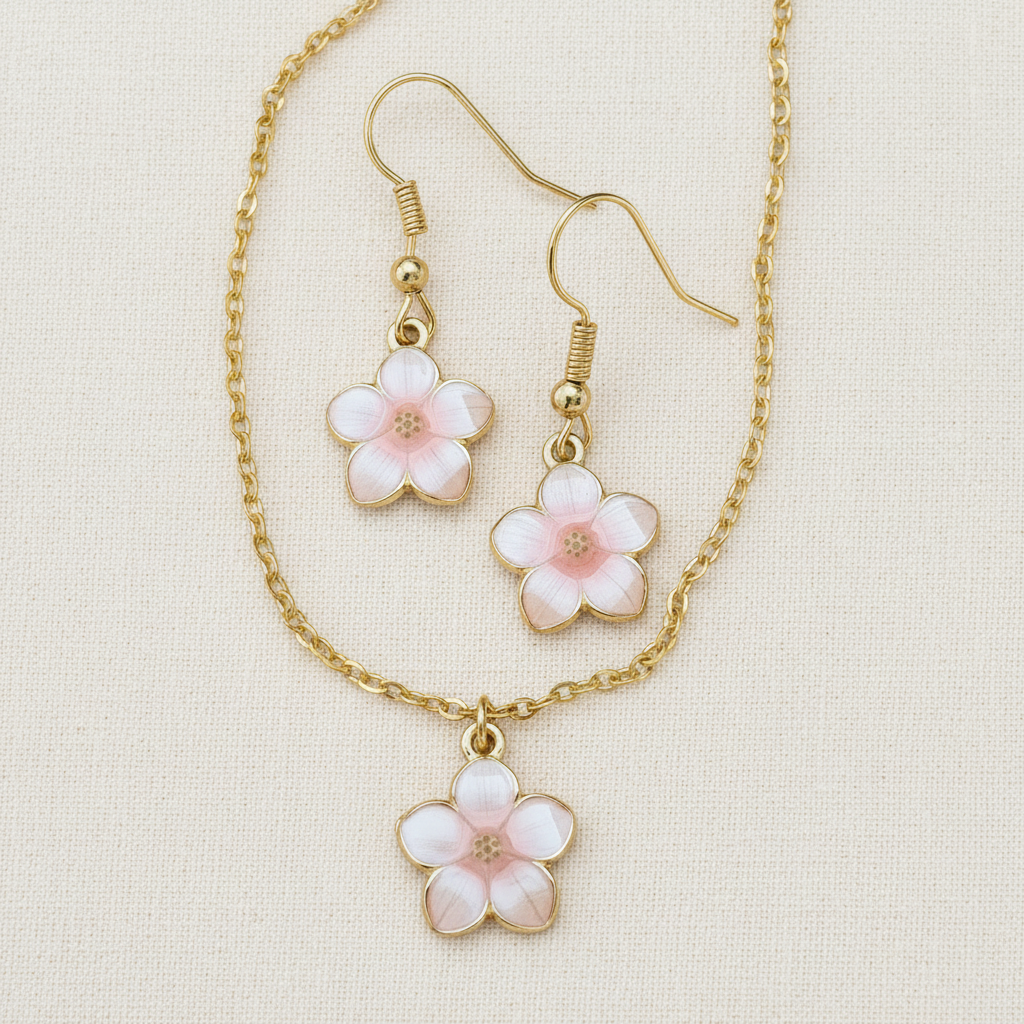 Schmuckset Sakura goldfarben 4 Varianten