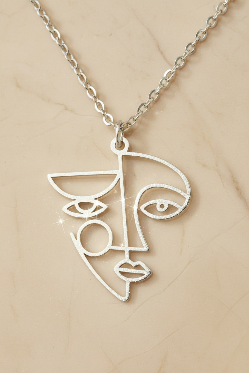 Abstraktes Gesicht Kette silber