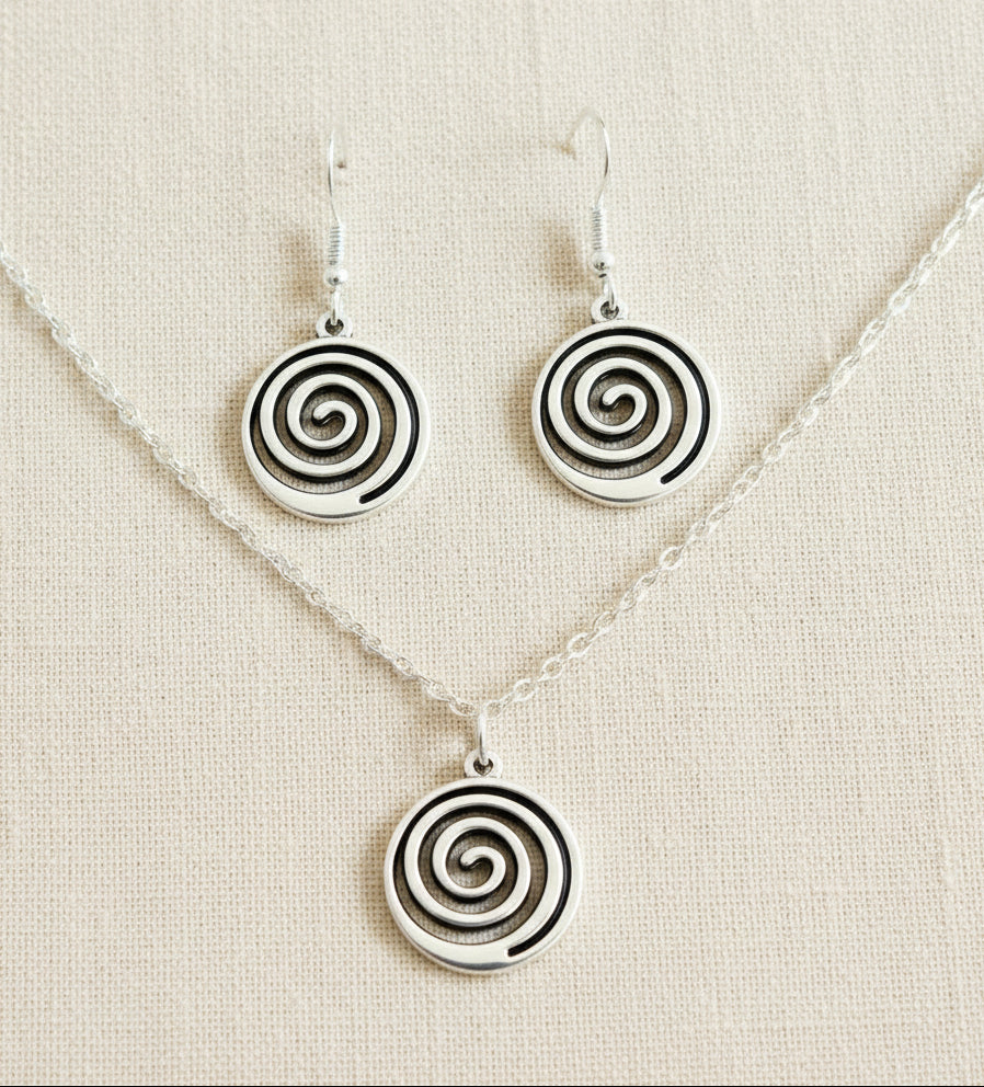 Schmuckset Spirale silberfarben Edelstahl
