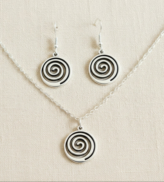 Schmuckset Spirale silberfarben Edelstahl