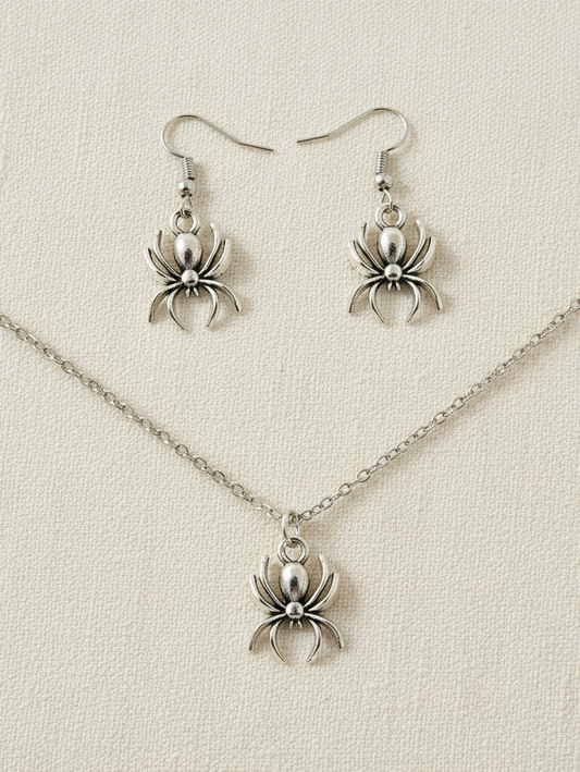 Schmuckset Spinne silberfarben