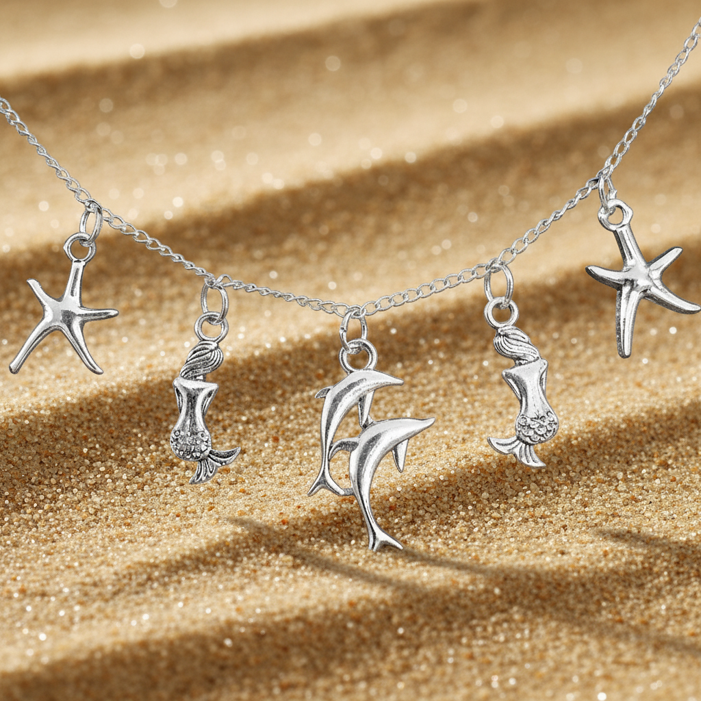 Delfin Meerjungfrau Charm-Kette silber handgefertigt