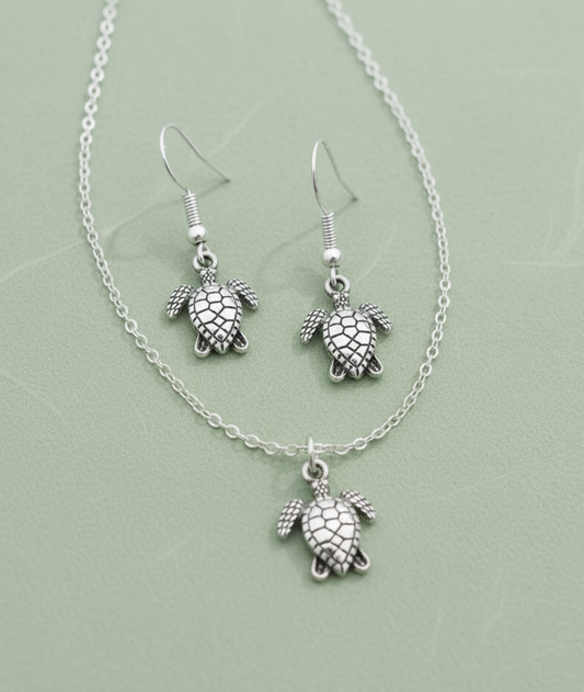 Schmuckset Schildkröte silberfarben