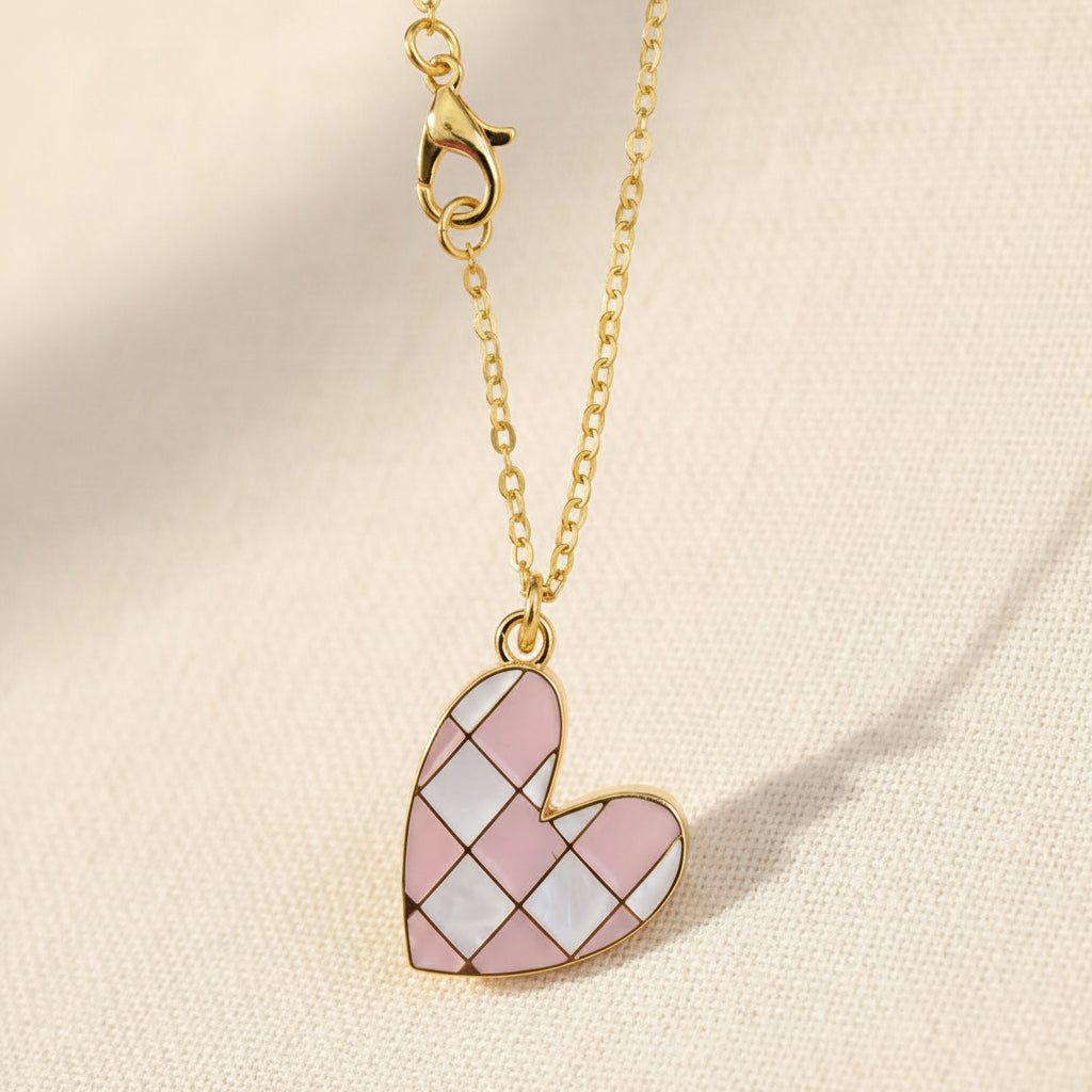 Halskette Karo-Herz rosa gold