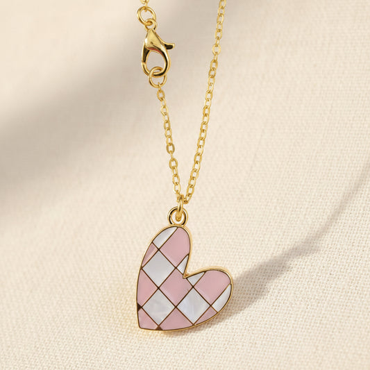 Halskette Karo-Herz rosa gold