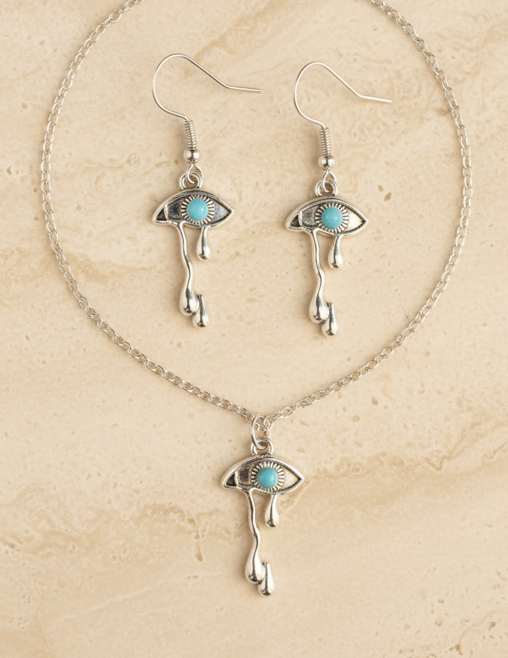 Schmuckset Edelstahl – Auge mit Tränen