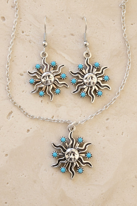 Schmuckset Edelstahl Sonne türkis