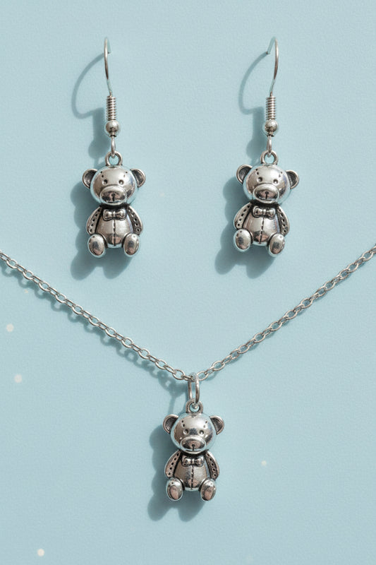 Schmuckset Teddybär silberfarben