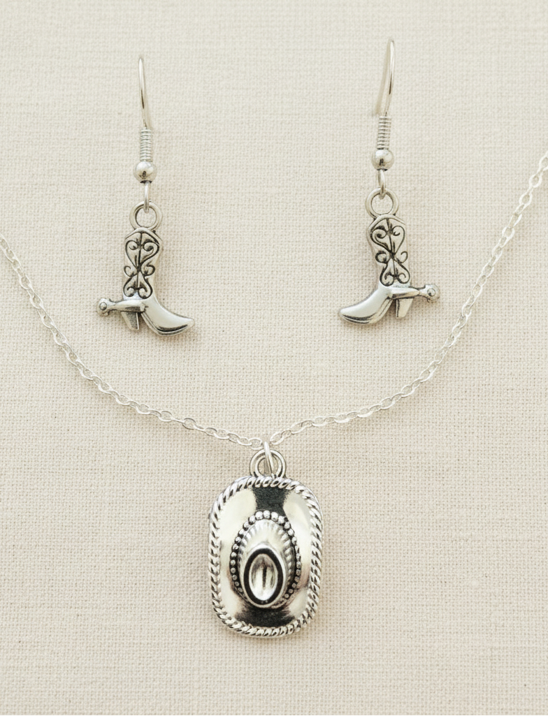 Schmuckset Cowboy Western silberfarben
