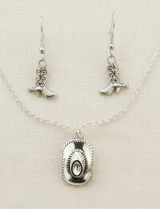 Schmuckset Cowboy Western silberfarben