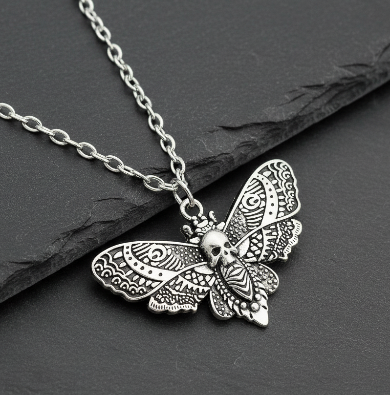 Totenkopf Schmetterling Kette Silber