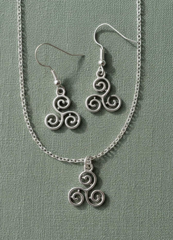 Schmuckset Triskelion keltisch silberfarben