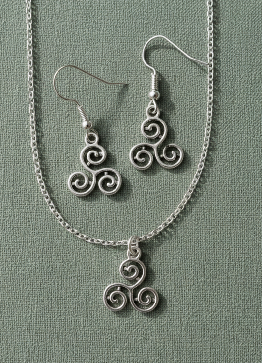 Schmuckset Triskelion keltisch silberfarben