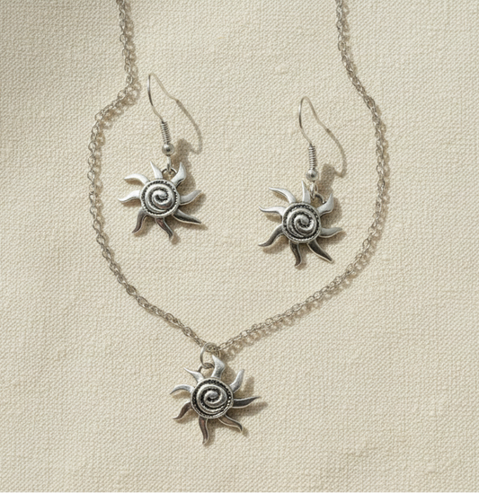 Schmuckset Sonne Spirale silberfarben