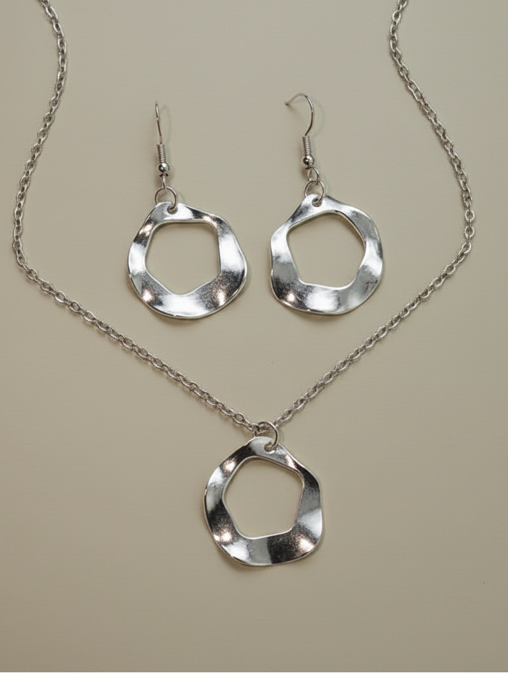Schmuckset Open Circle silberfarben minimalistisch