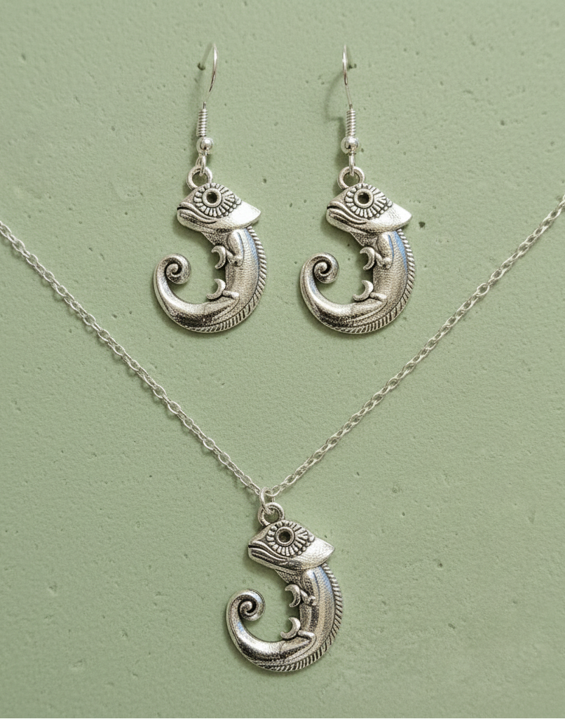 Schmuckset Chamäleon silberfarben
