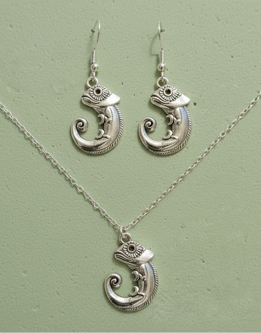 Schmuckset Chamäleon silberfarben