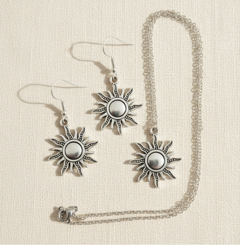 Schmuckset Sonne Strahlen silberfarben