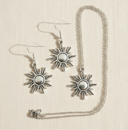 Schmuckset Sonne Strahlen silberfarben