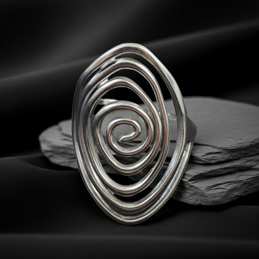 Ring Spirale oval Edelstahl silber/gold One Size