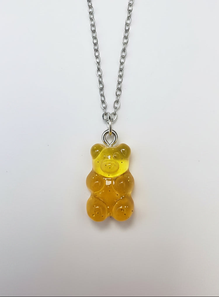 Halskette Gummibärchen 2farbig Glitzer silberfarben