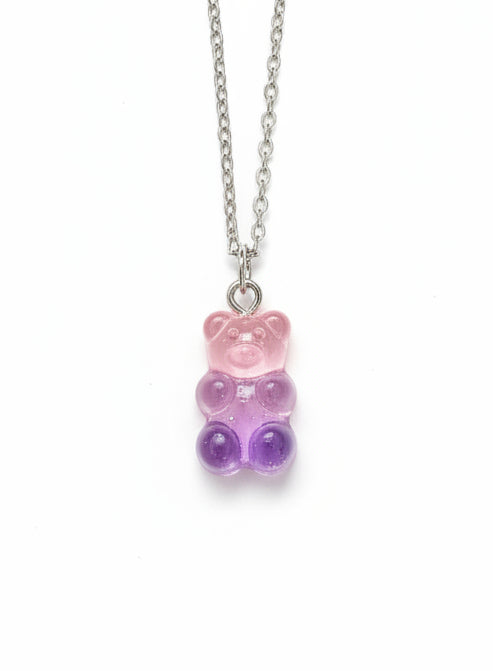 Halskette Gummibärchen 2farbig Glitzer silberfarben