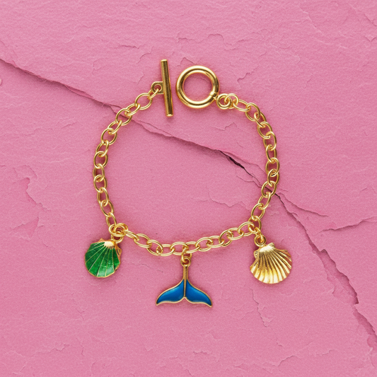 Armband Meerjungfrau Muschel Charms goldfarben handgefertigt