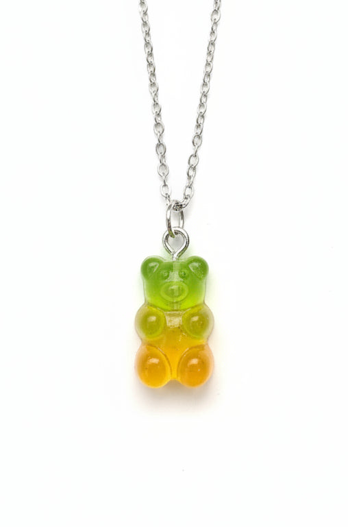Halskette Gummibärchen 2farbig Glitzer silberfarben