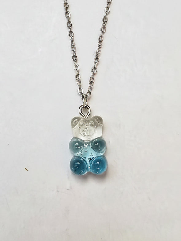 Halskette Gummibärchen 2farbig Glitzer silberfarben