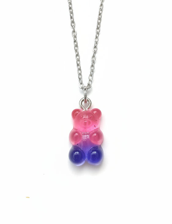 Halskette Gummibärchen 2farbig Glitzer silberfarben